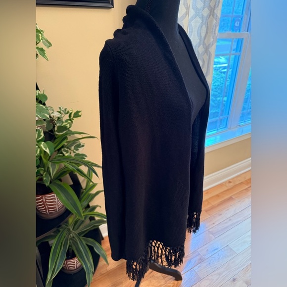 Lilly Pulitzer Tatum BLACK Fringe Hem Open Cardigan Sweater Women’s Size S - Picture 5 of 15